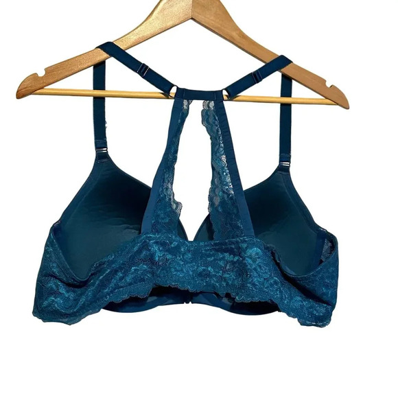 Torrid Curves 44C Teal Racerback Lace Bra Underwire Molded Cups Sexy Plus-Size - Picture 2 of 8